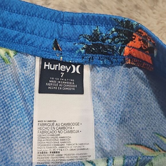 Hurley Blue Tropical Print Shorts Size 7 - Picture 2 of 4
